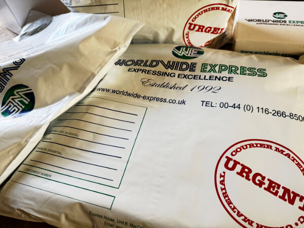 Worldwide Express branded (urgent) courier pack